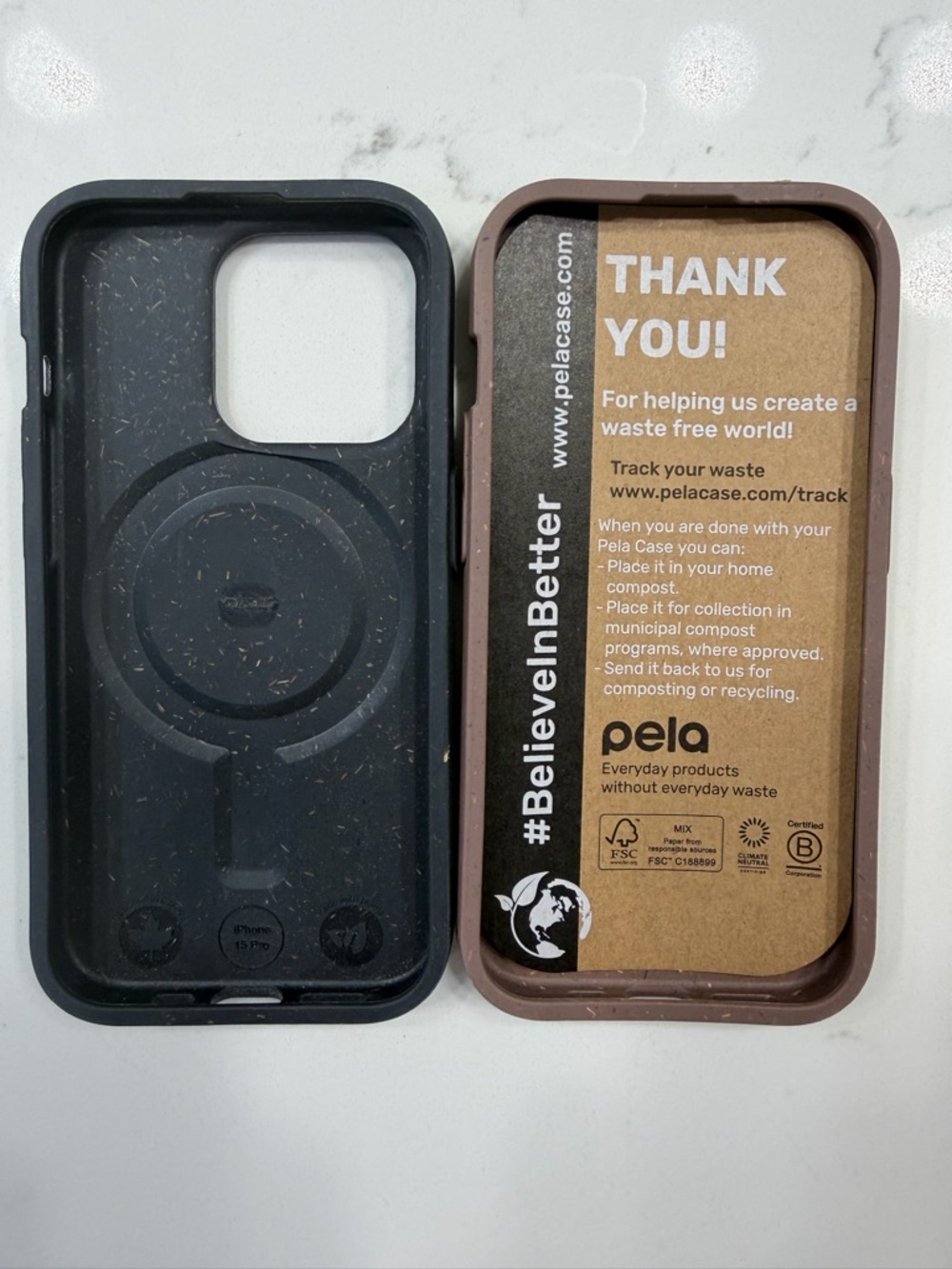 Pela Set of 2 Compostable Dual-Tone Phone Cases - Black & Brown iPhone 15 Pro